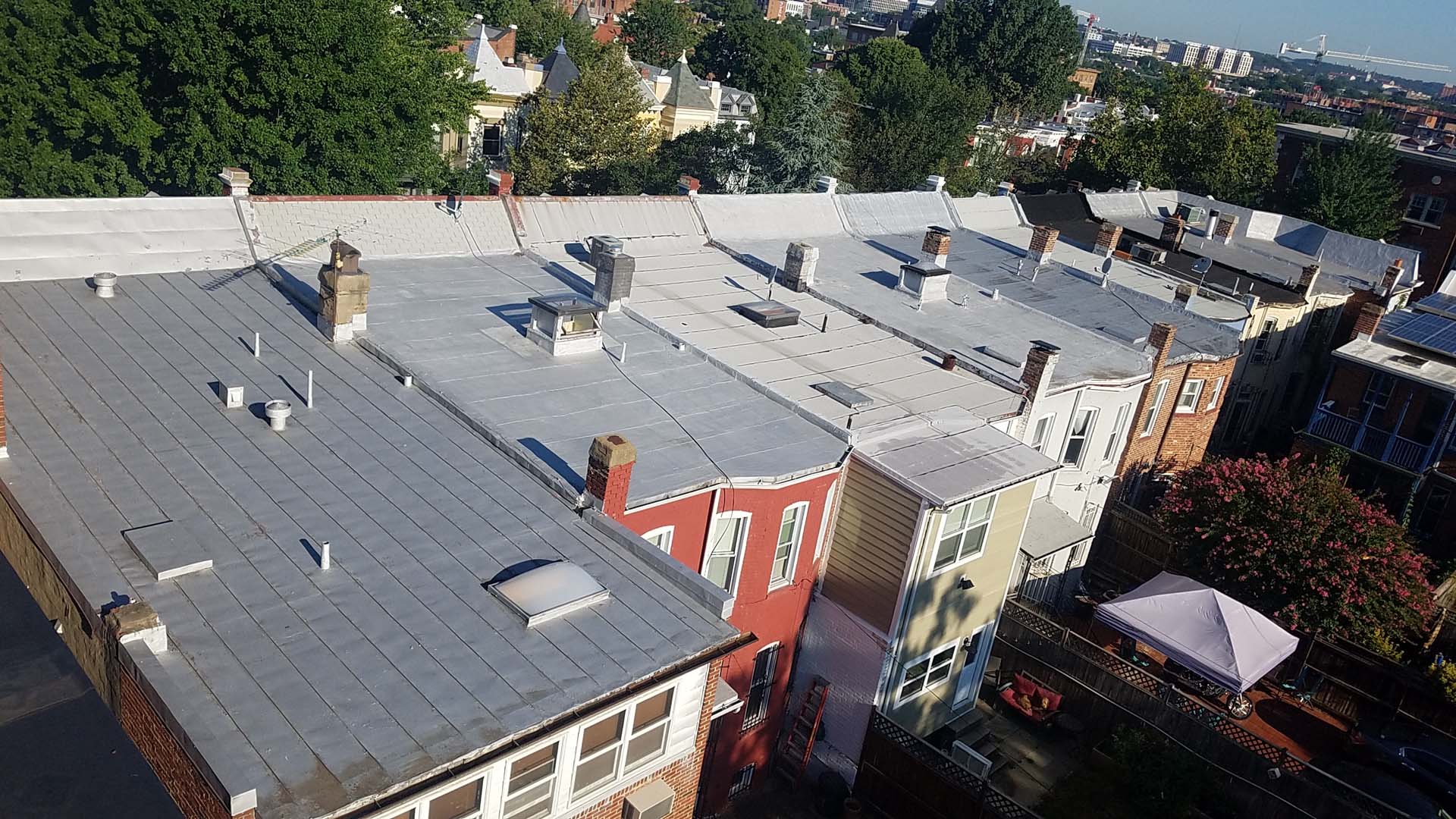 flat roof repair Washington DC rowhouse with parapet wall restoration