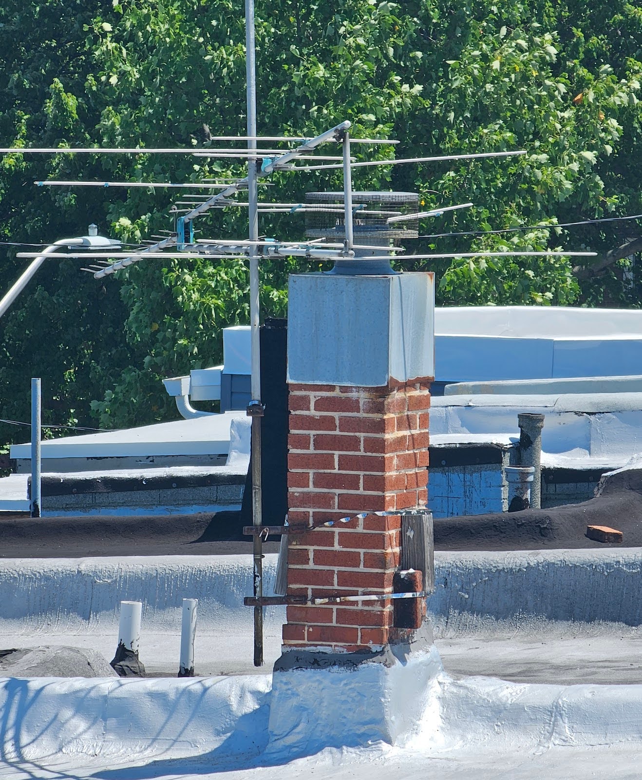 Professional antenna and satellite dish installation on rooftop – Washington DC