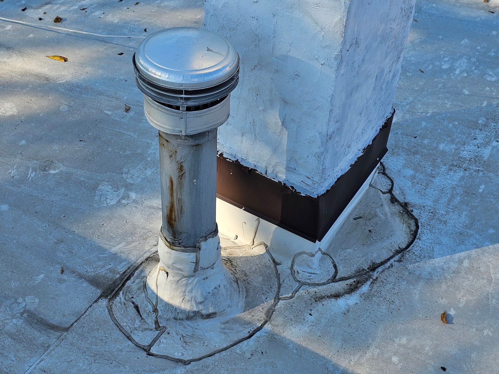 Roof penetration sealed with pitch pocket alternative system