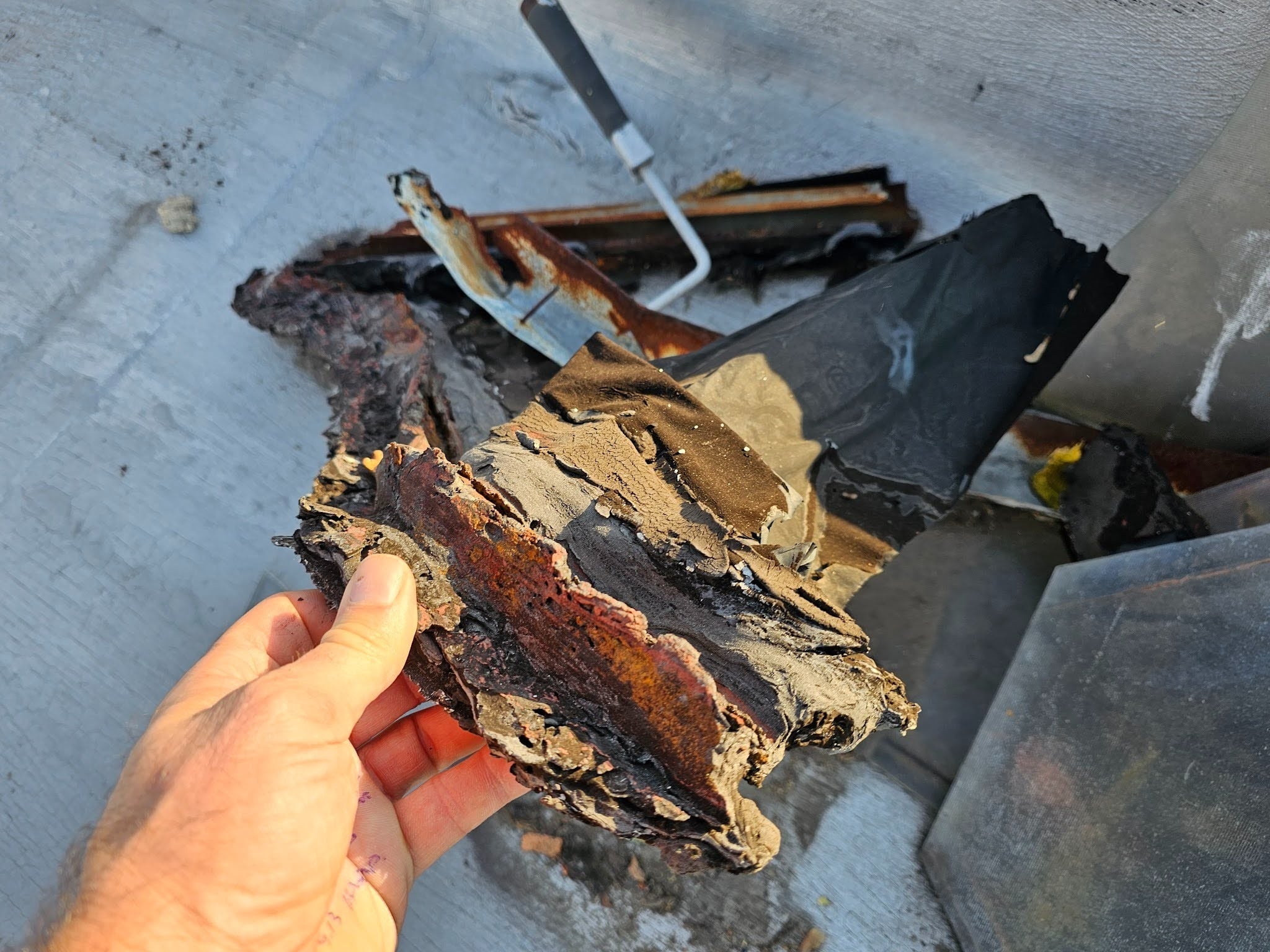 When you look at this trash, you can tell that the materials that are discarded here were from old skylights