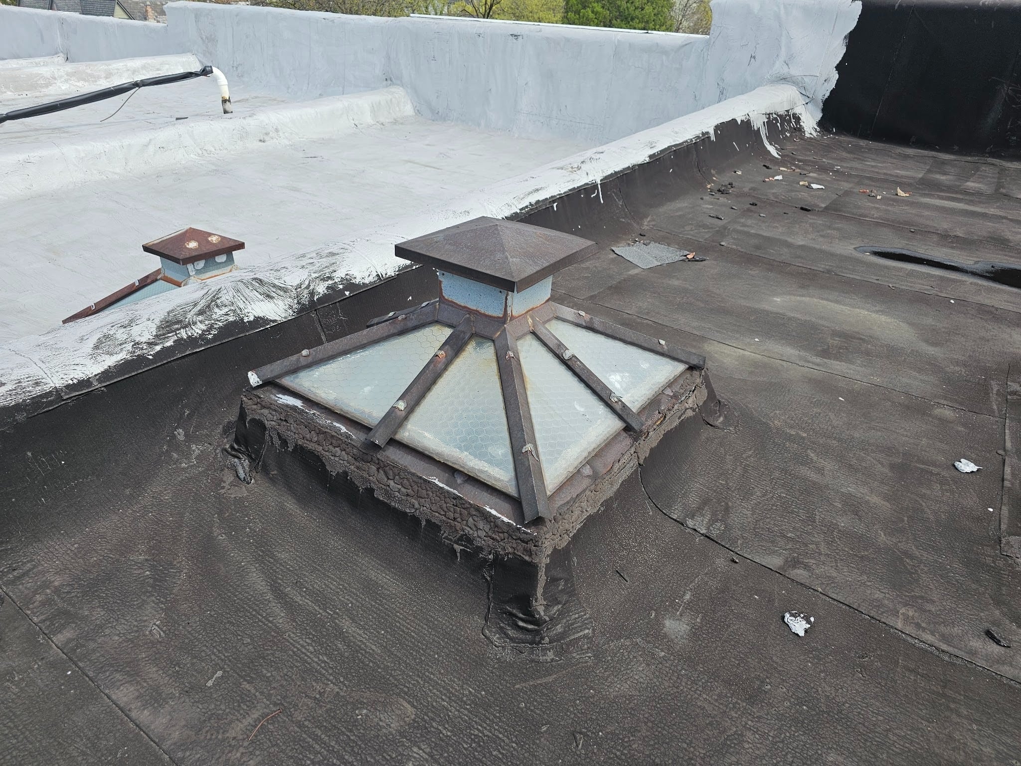Skylight leak damage requiring rebuild and replacement