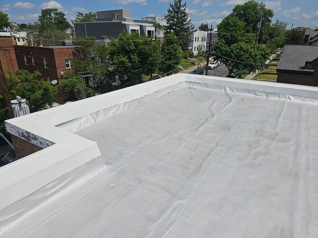 Nail Pop Through a Modbit Roof 1 Modified bitumen flat roof with membrane undulation, Washington DC